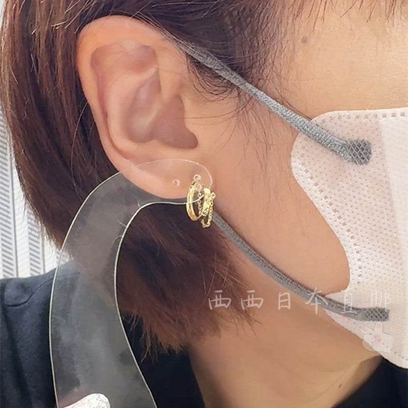 COCOSHNIK K10チェーンドレープ フープピアス